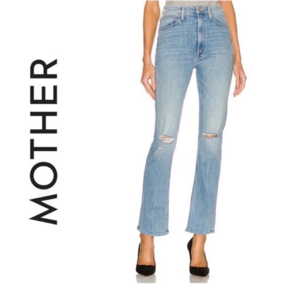 NWT MOTHER High Waisted Distressed Rider Skimp in Dreamer Light Wash - Picture 1 of 9